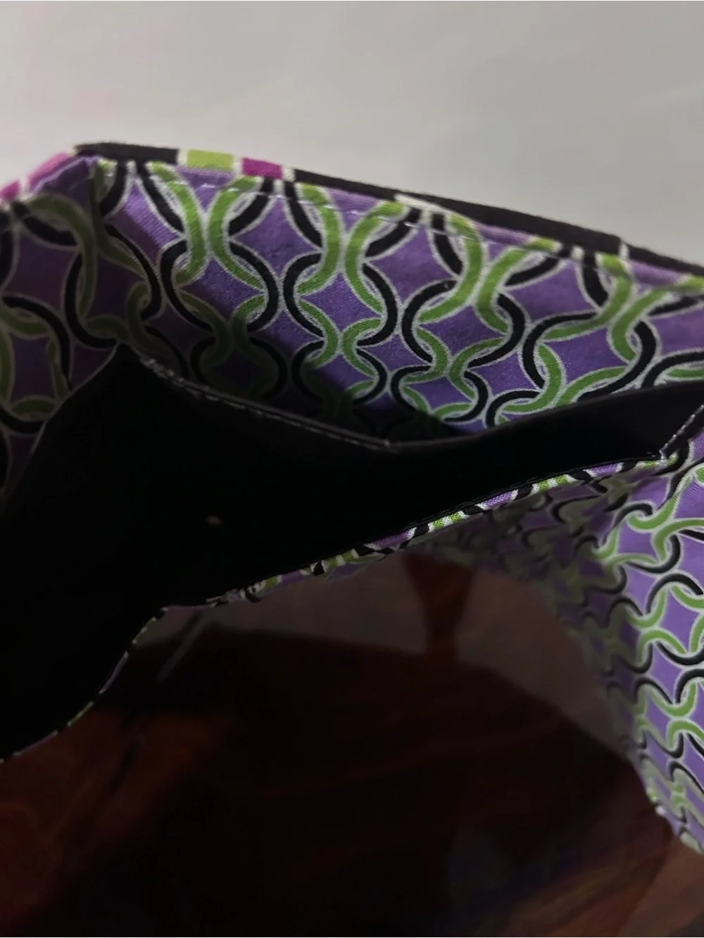 Vera Bradley Quilted Floral Trifold Wallet in Purple, Green and Black